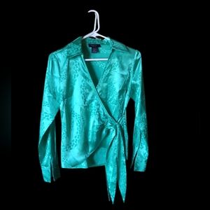 Rachel Roy Satin Green Blouse